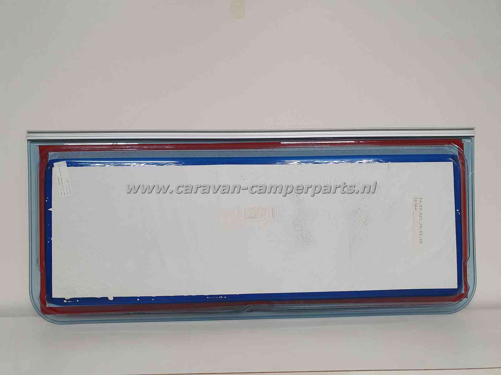 Polyplastic raam 135x56cm, blauw getint