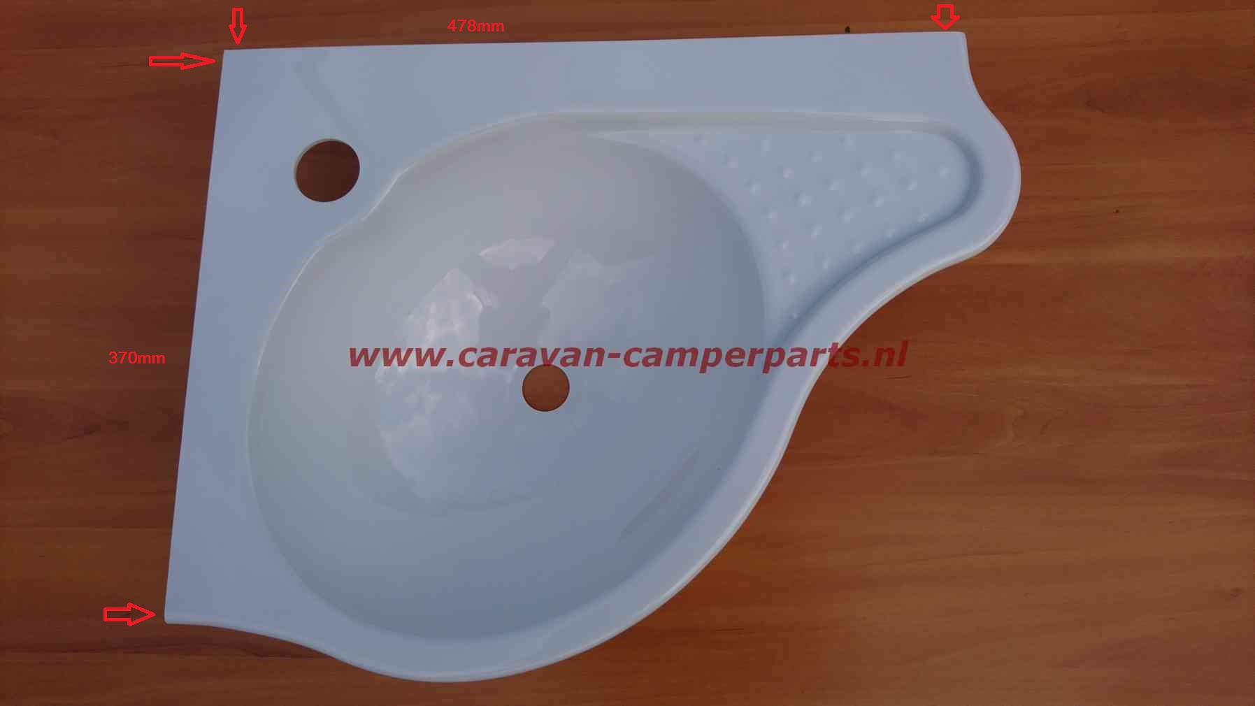 Kip hoekwasbak 370x478 rond wit