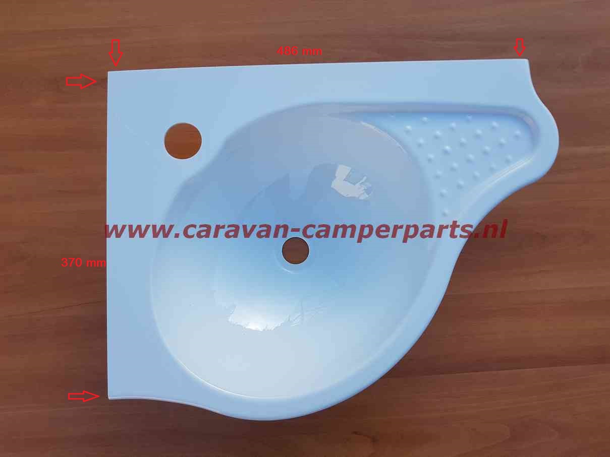 Kip hoekwasbak 370x486 rond wit